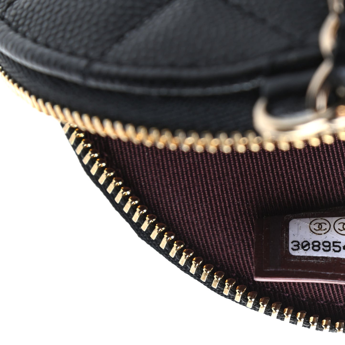 Caviar Quilted Round Clip On Coin Purse Black