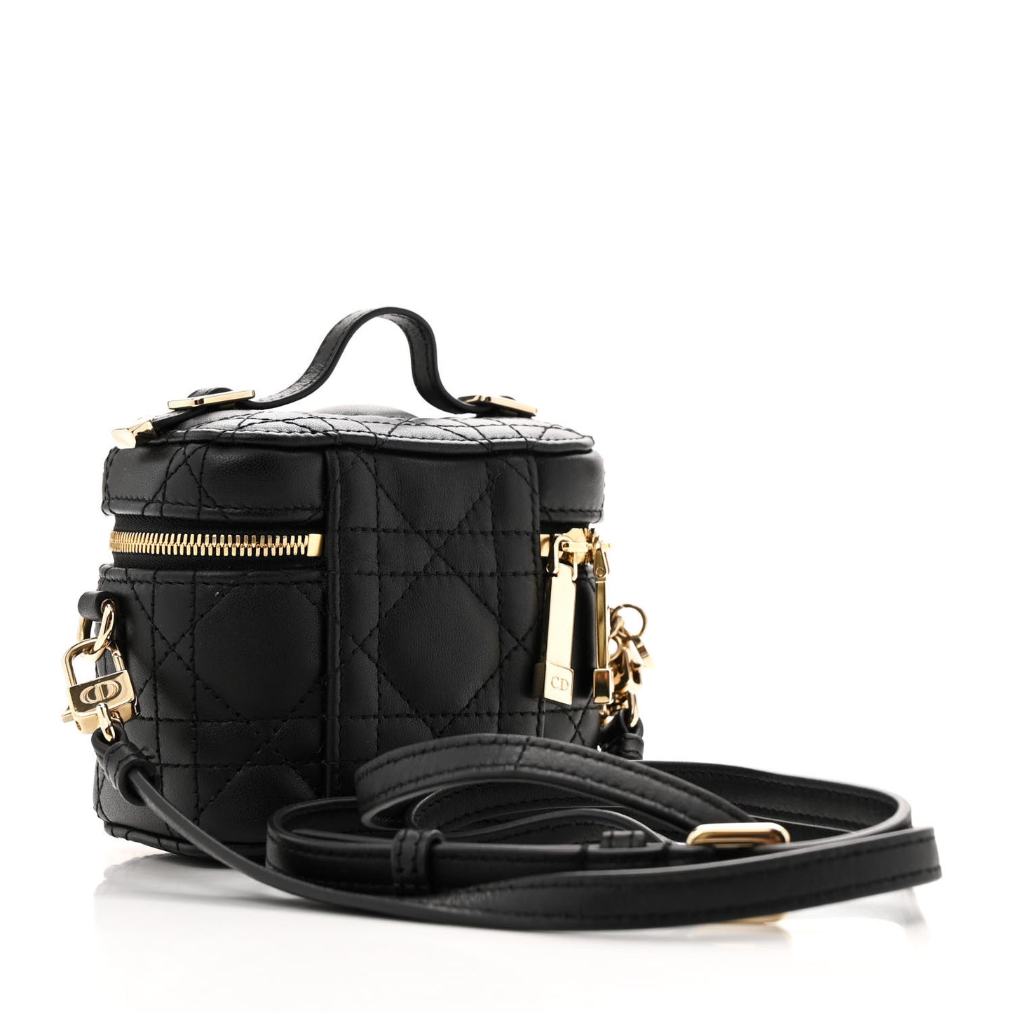 Lambskin Cannage Micro Lady Dior Vanity Case Black