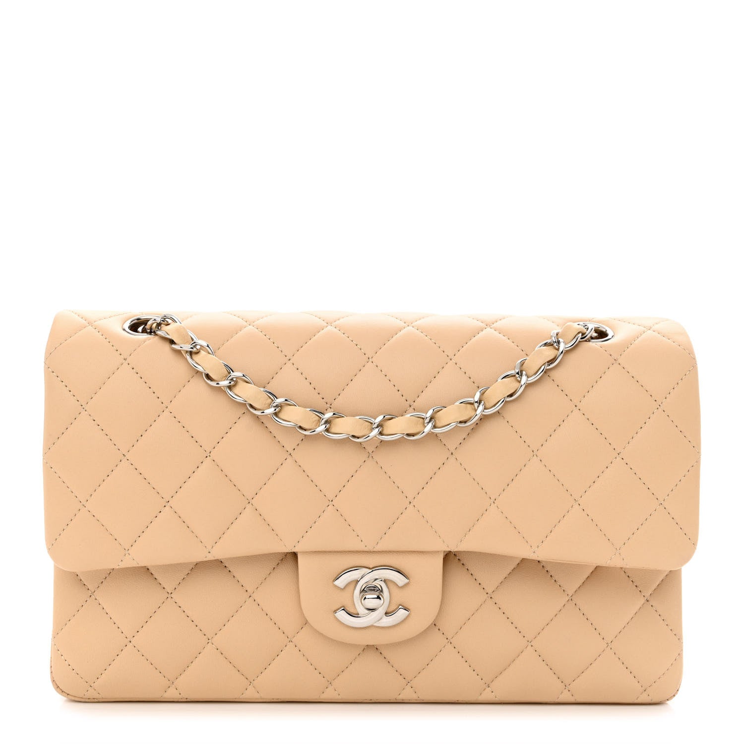 Chanel Lambskin Quilted Medium Double Flap Beige 1 of 14