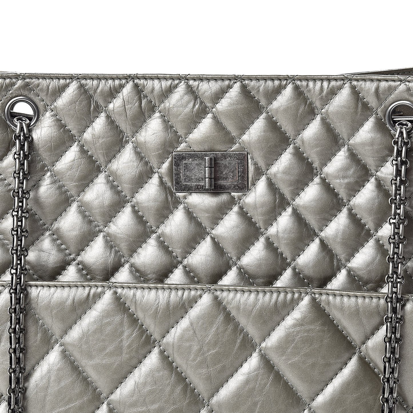 Aged Calfskin Quilted Reissue 2.55 Tote Light Gold