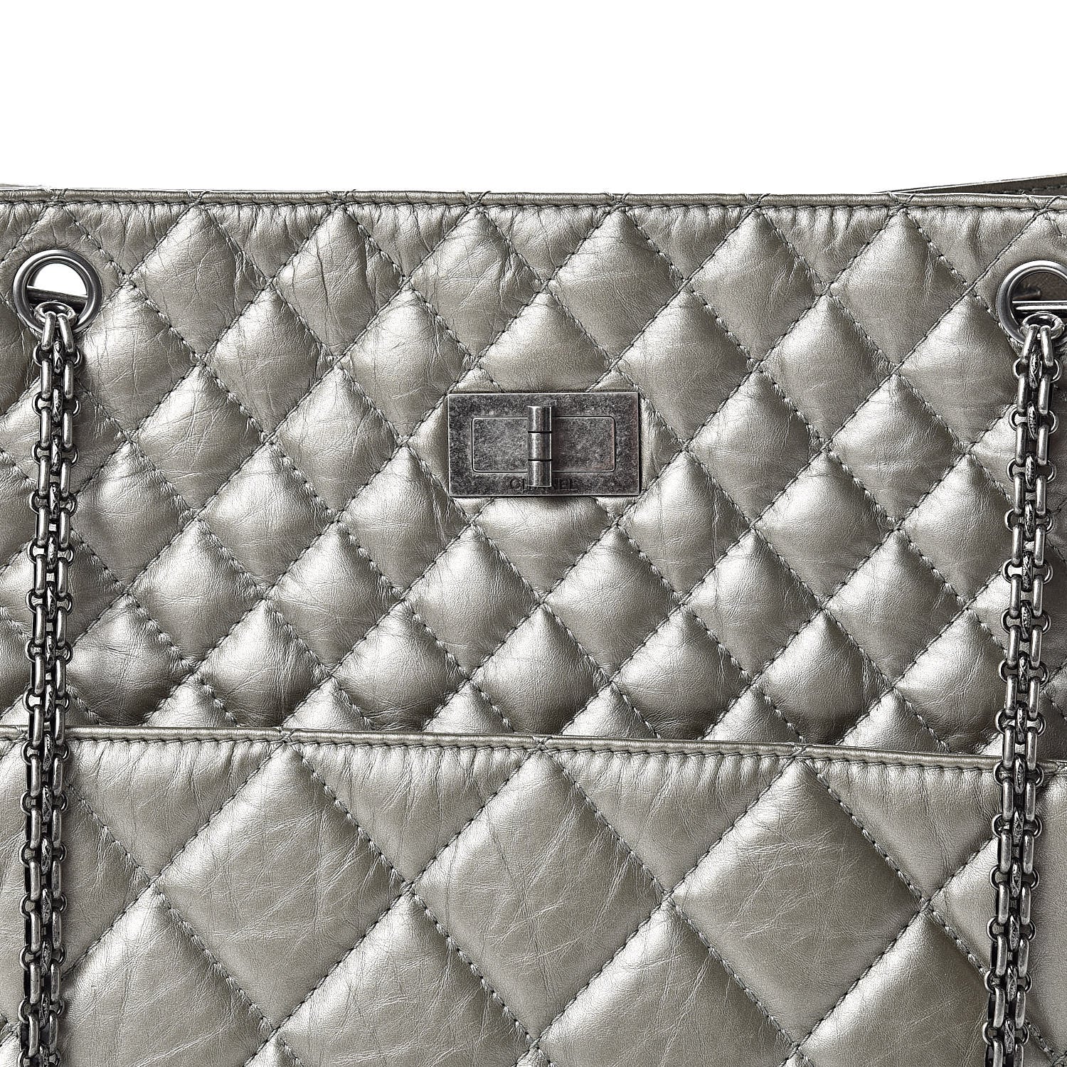 Chanel Aged Calfskin Quilted Reissue 2.55 Tote Light Gold 8 of 16