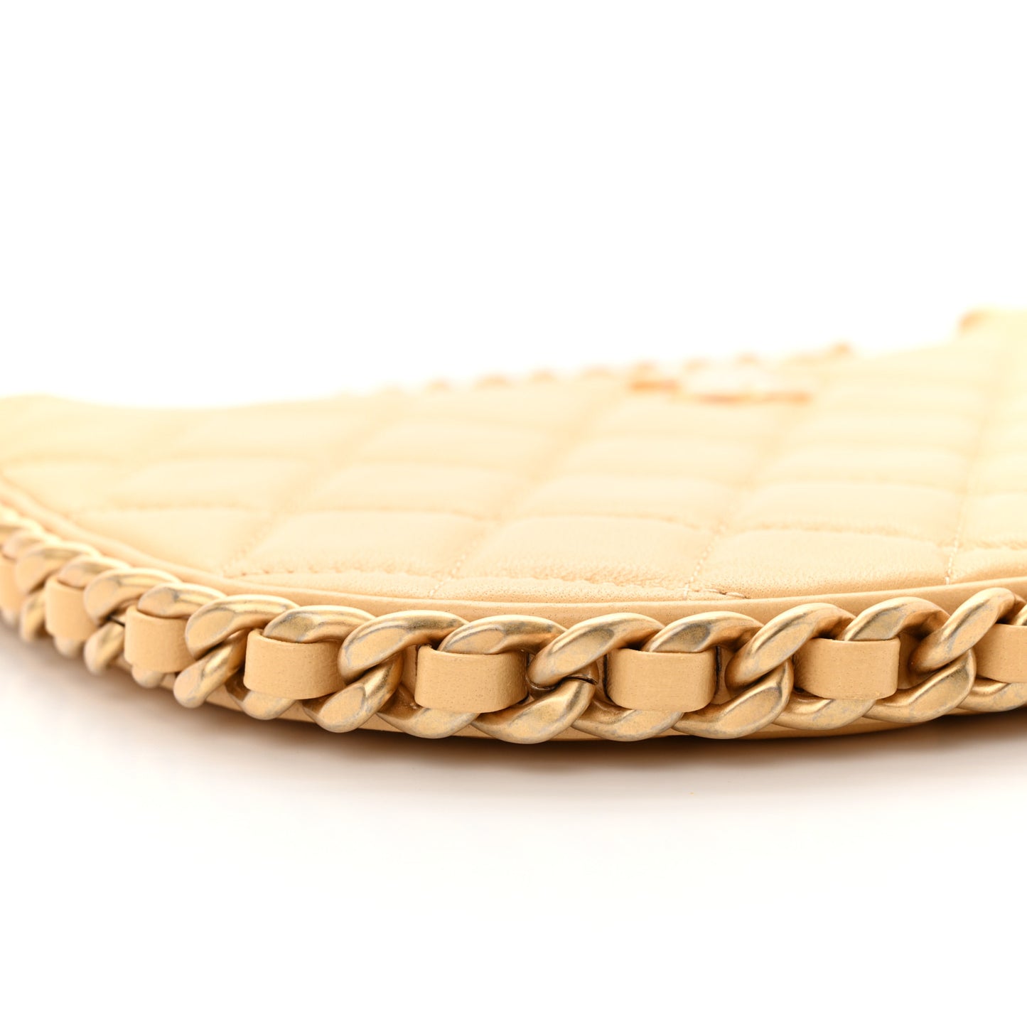 Shiny Crumpled Lambskin Quilted Trendy Chain Around Yellow
