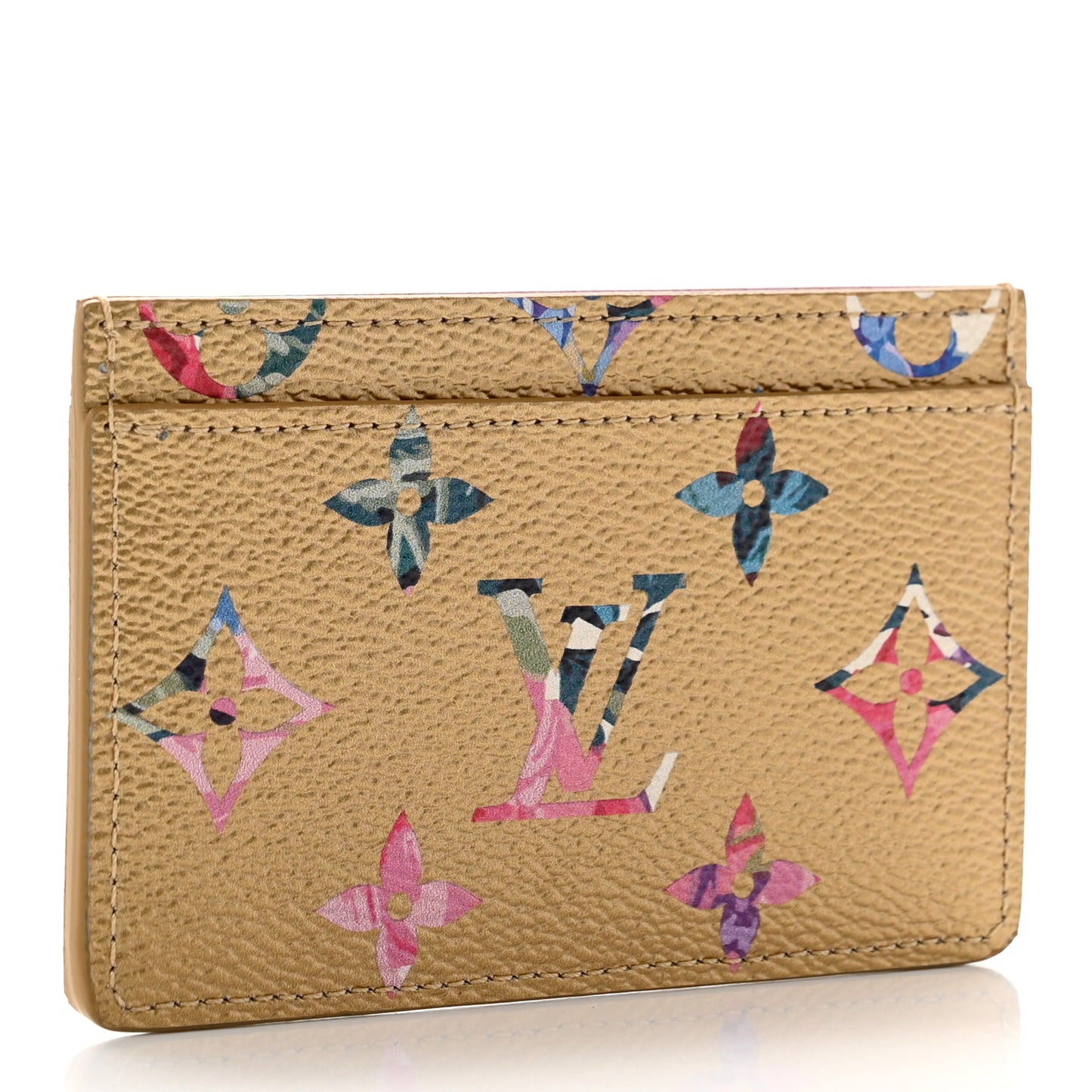 Metallic Monogram LV Garden Card Holder Gold
