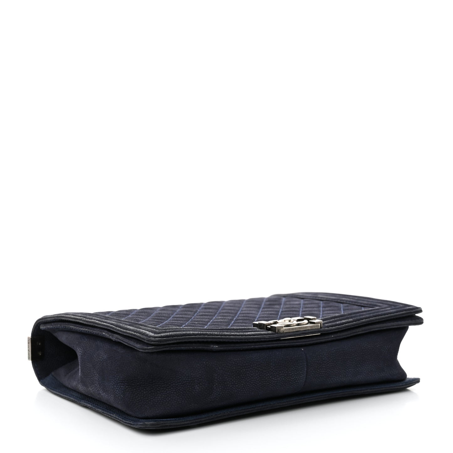 Iridescent Caviar Quilted Large Boy Flap Navy Blue
