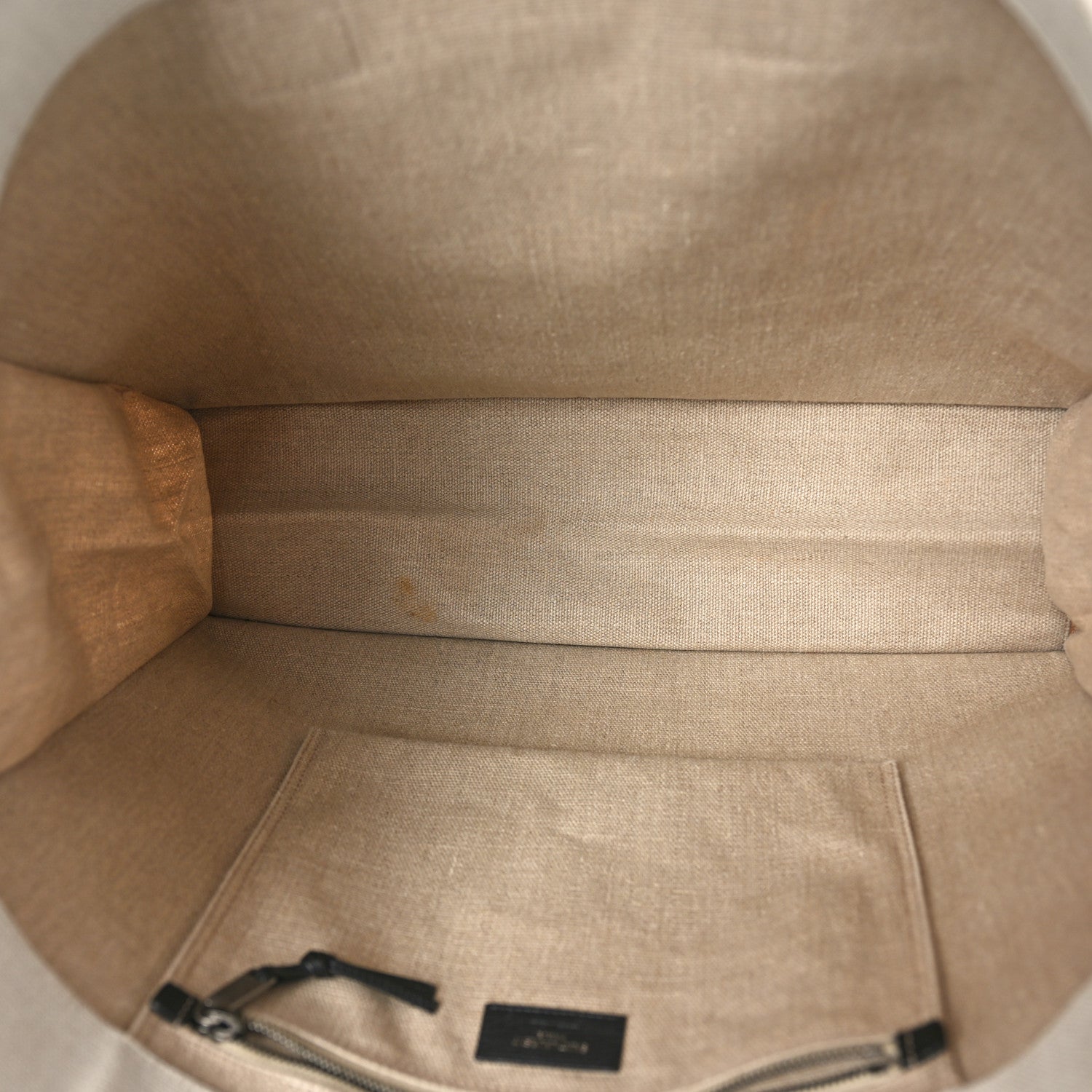 Saint Laurent Linen Calfskin Rive Gauche Tote Optic White 5 of 13