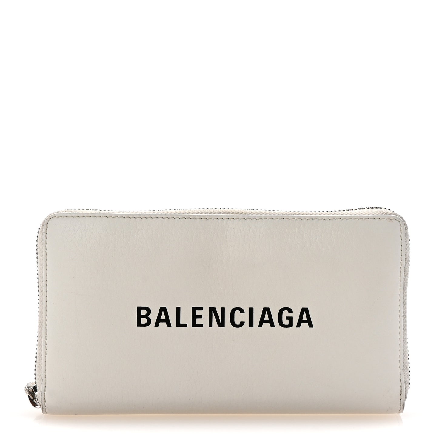 Calfskin Logo Everyday Continental Zip Around Wallet White