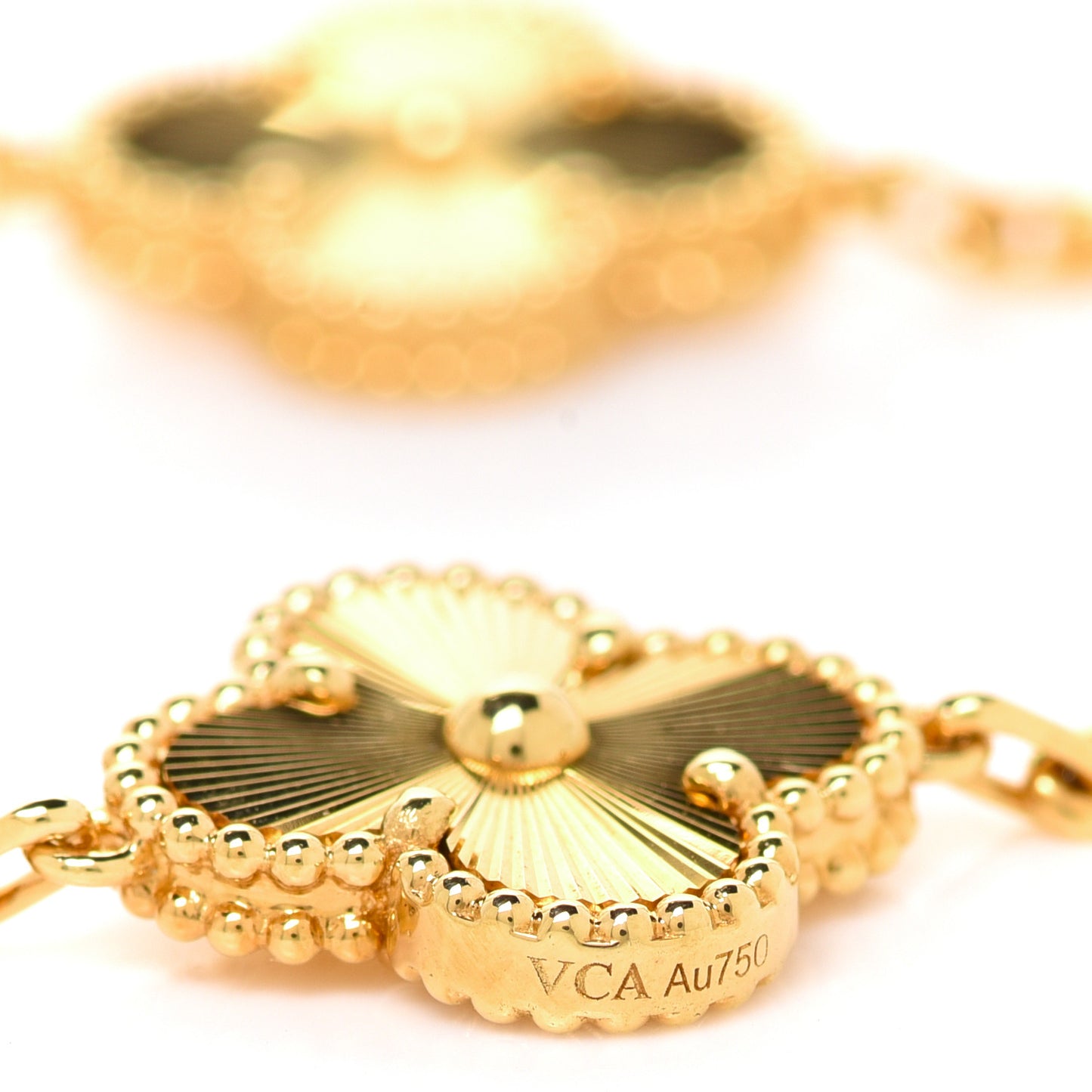 18K Yellow Gold 5 Motifs Guilloche Vintage Alhambra Bracelet