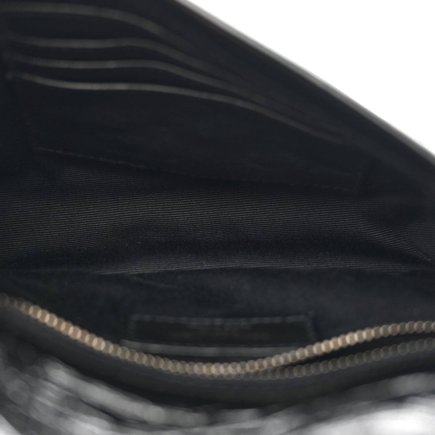 SAINT LAURENT Crinkled Calfskin Matelasse Monogram Niki Chain Wallet Black