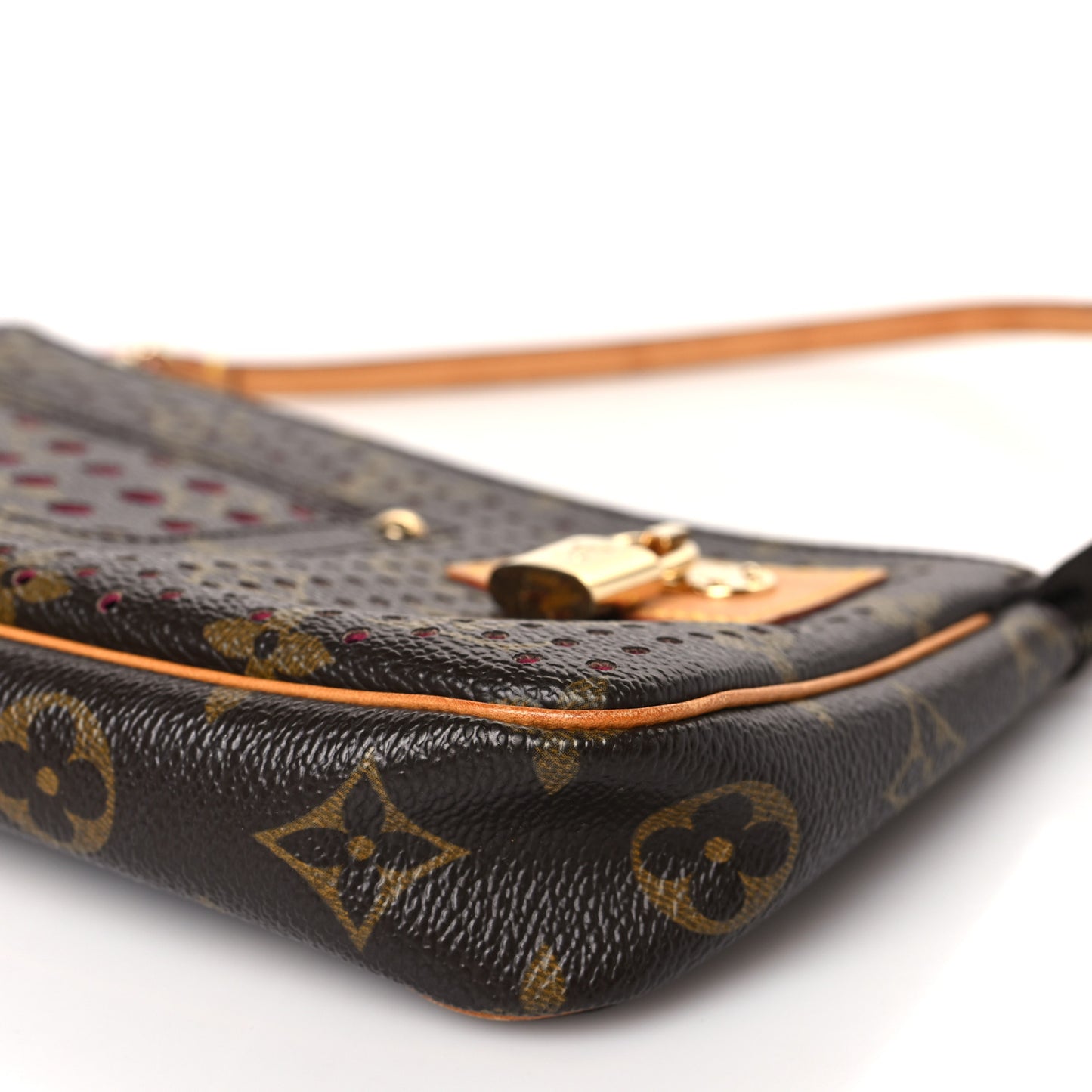 Monogram Perforated Pochette Accessories Bag Fuchsia