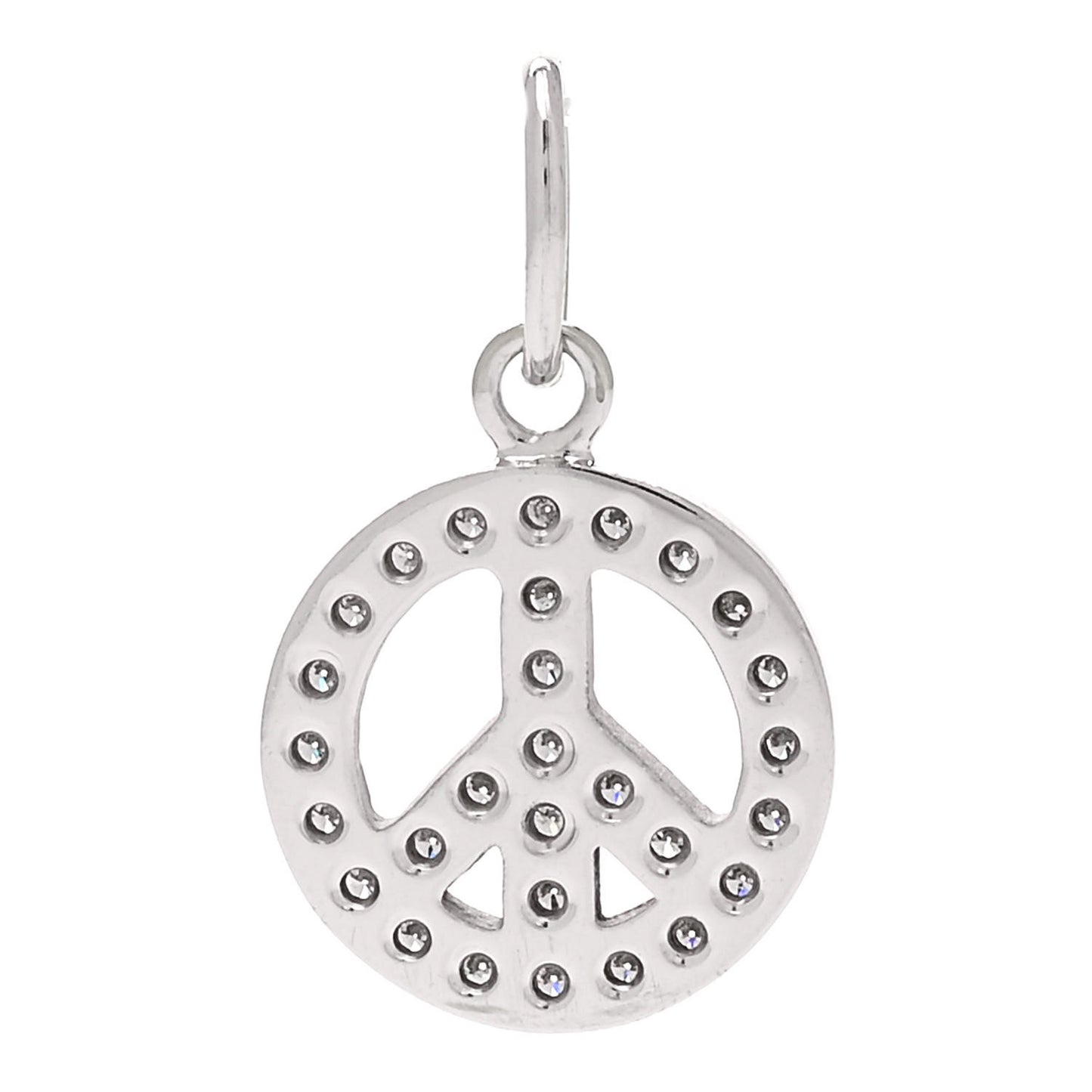 18K White Gold Diamond Mini Peace Charm Pendant