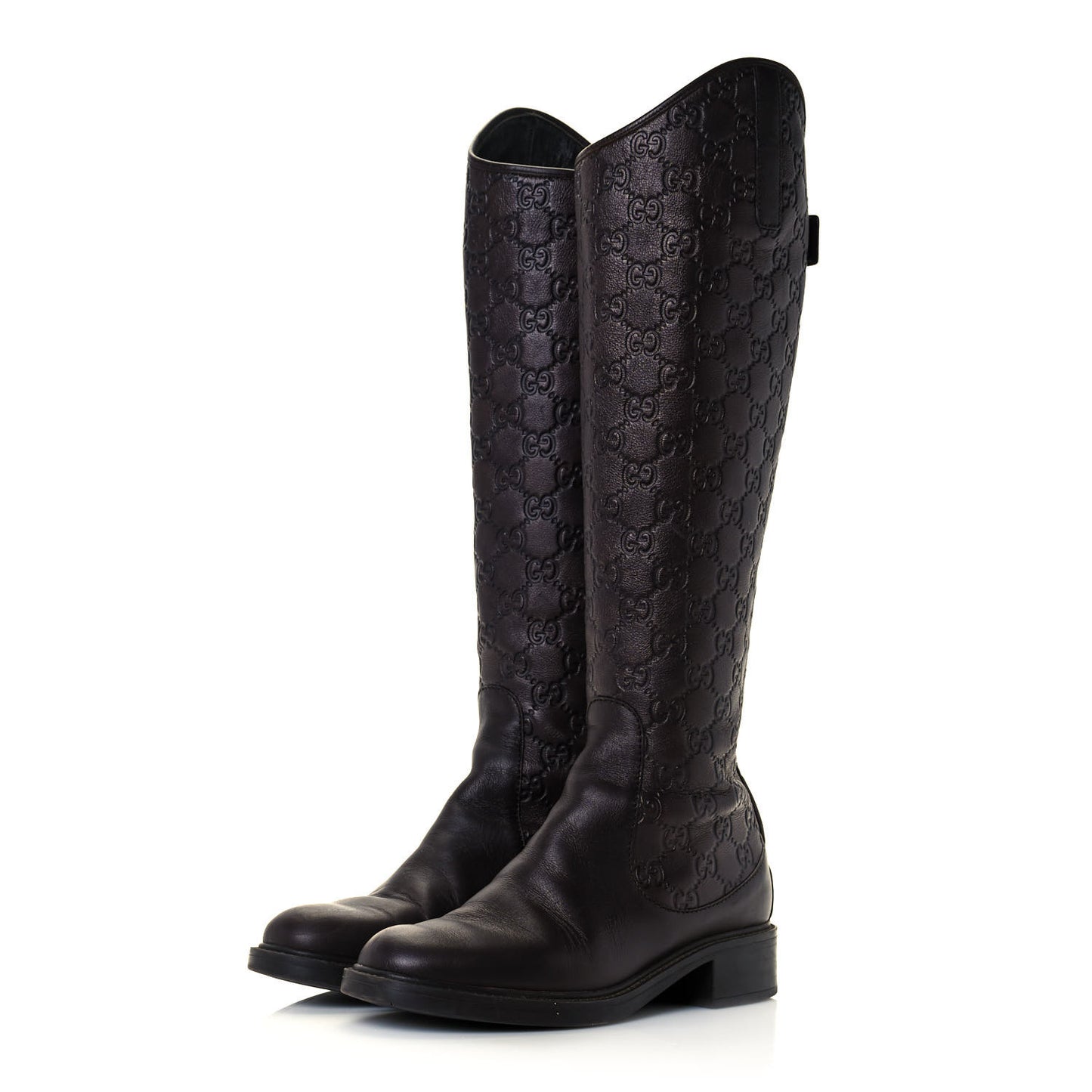 Guccissima Calfskin Miro Soft Knee High Riding Boots 35.5 Chocolate