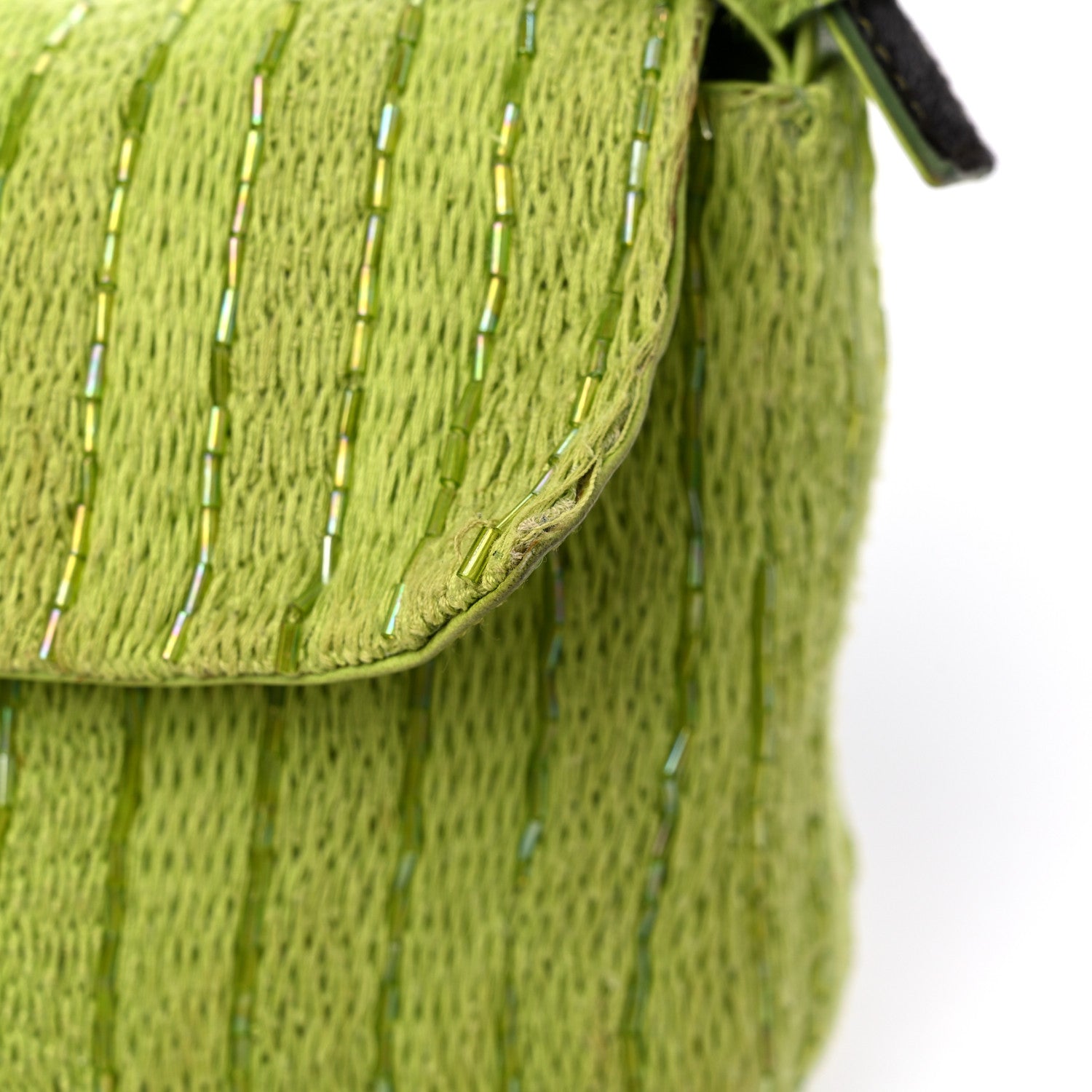 Fendi Knit Calf Hair Beaded Baguette Green 13 of 15