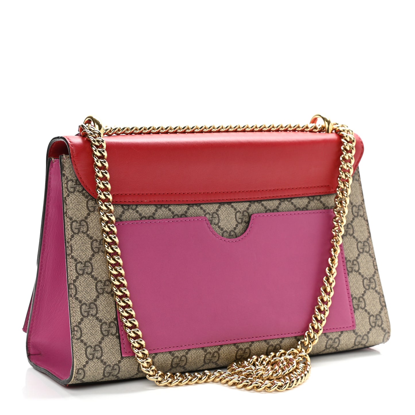 GG Supreme Monogram Calfskin Medium Padlock Shoulder Bag Beige Hibiscus Red New Rosette