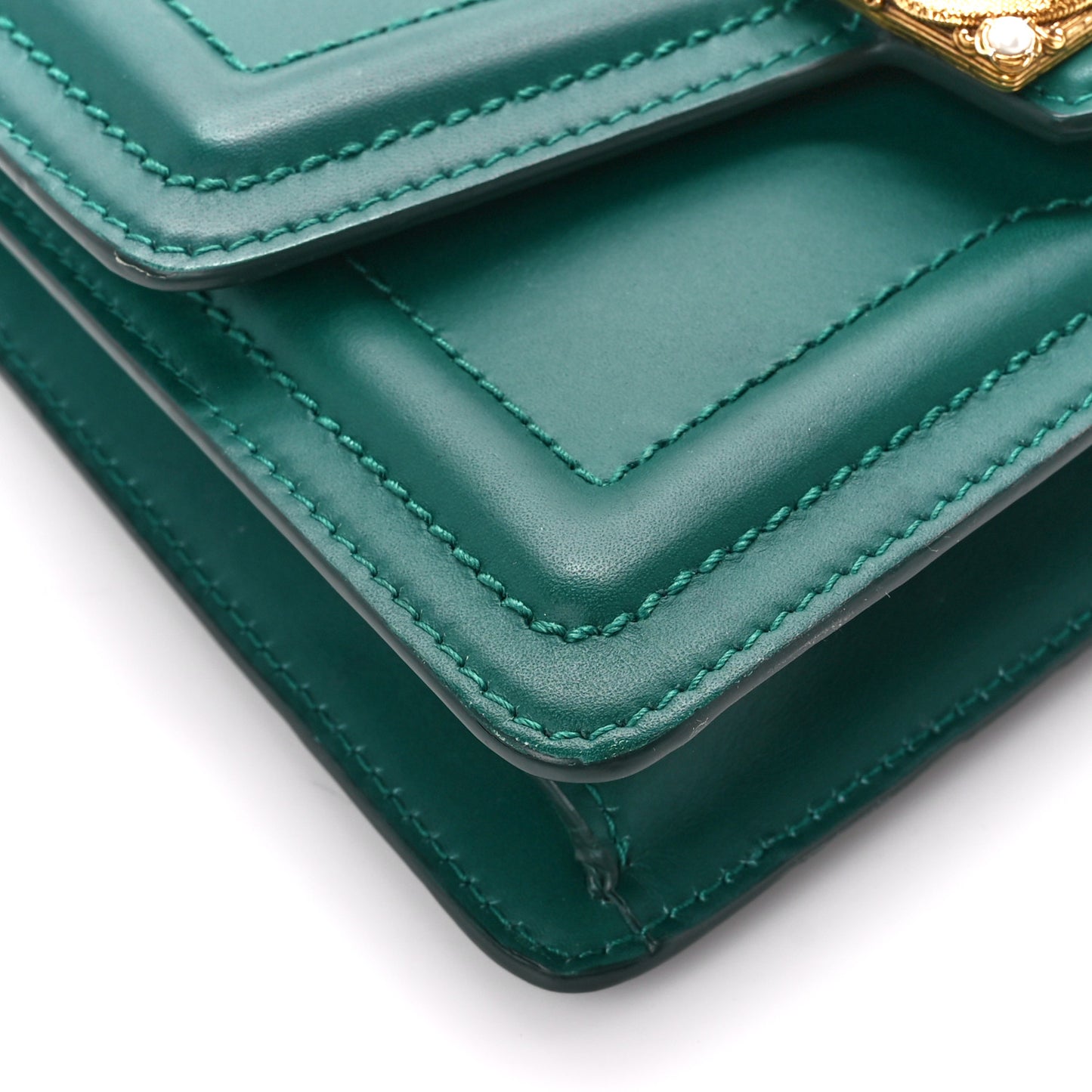 Smooth Calfskin Small DG Amore Envelope Bag Green