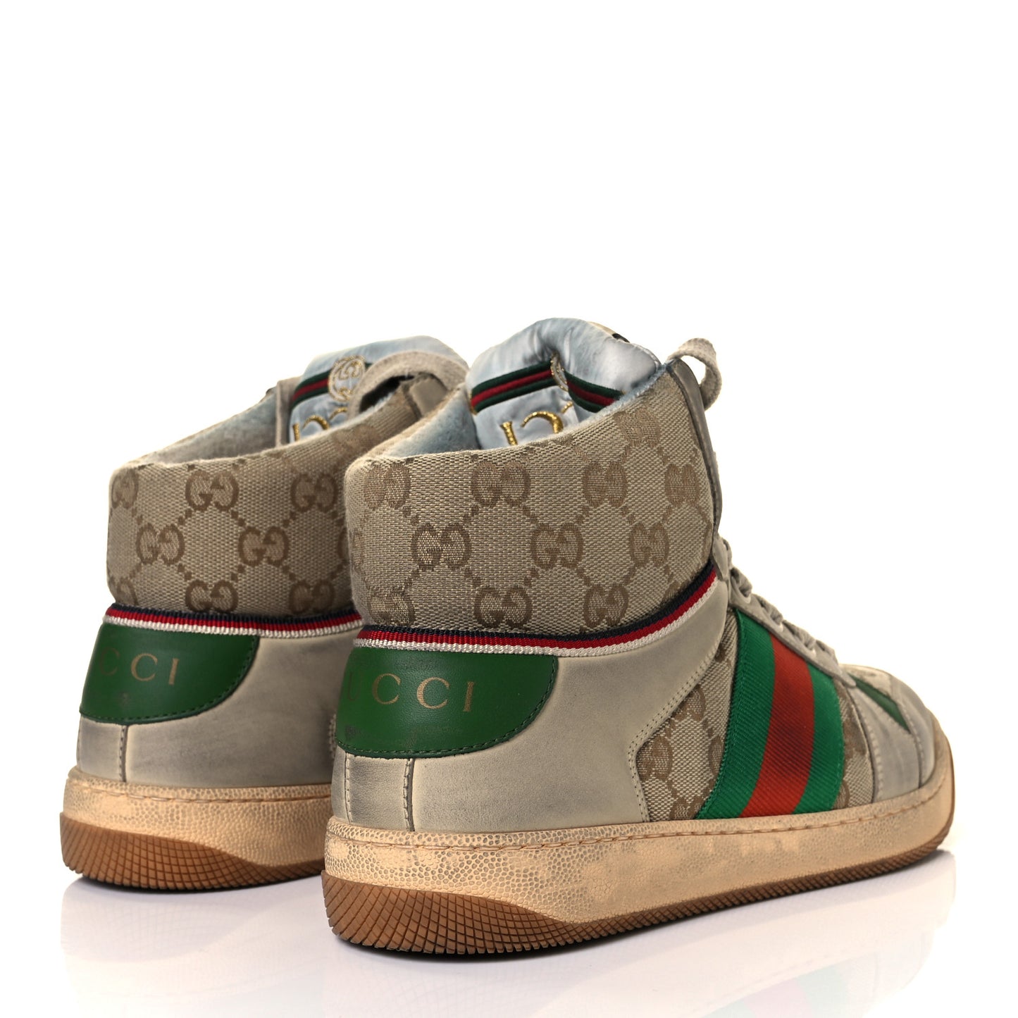 GG Monogram Nubuck Web Mens Screener High Top Sneakers 5 New Sand Dusty Milk Vintage Green