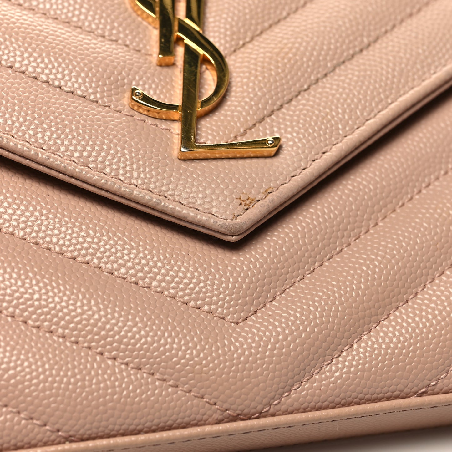 Grain De Poudre Matelasse Chevron Monogram Chain Wallet Pale Pink