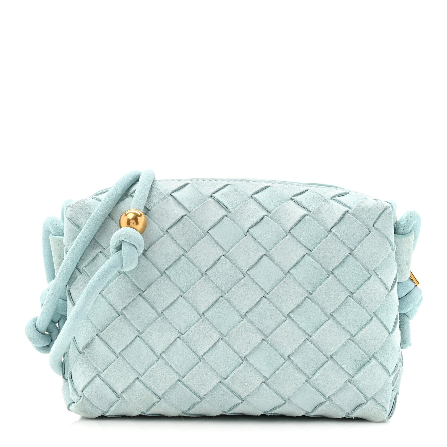 Suede Intrecciato Loop Camera Bag Teal