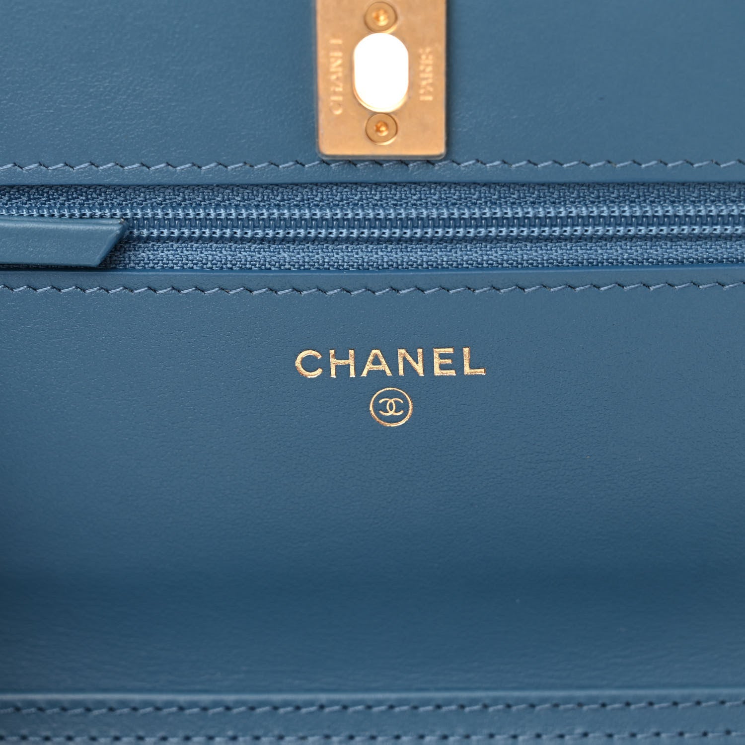 Chanel Denim Quilted CC Pearl Crush Wallet on Chain WOC Blue 6 of 12