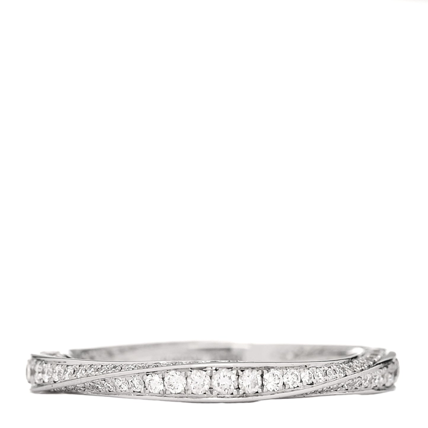 18K White Gold Diamond Spiral Pave Band Ring 50 5.5