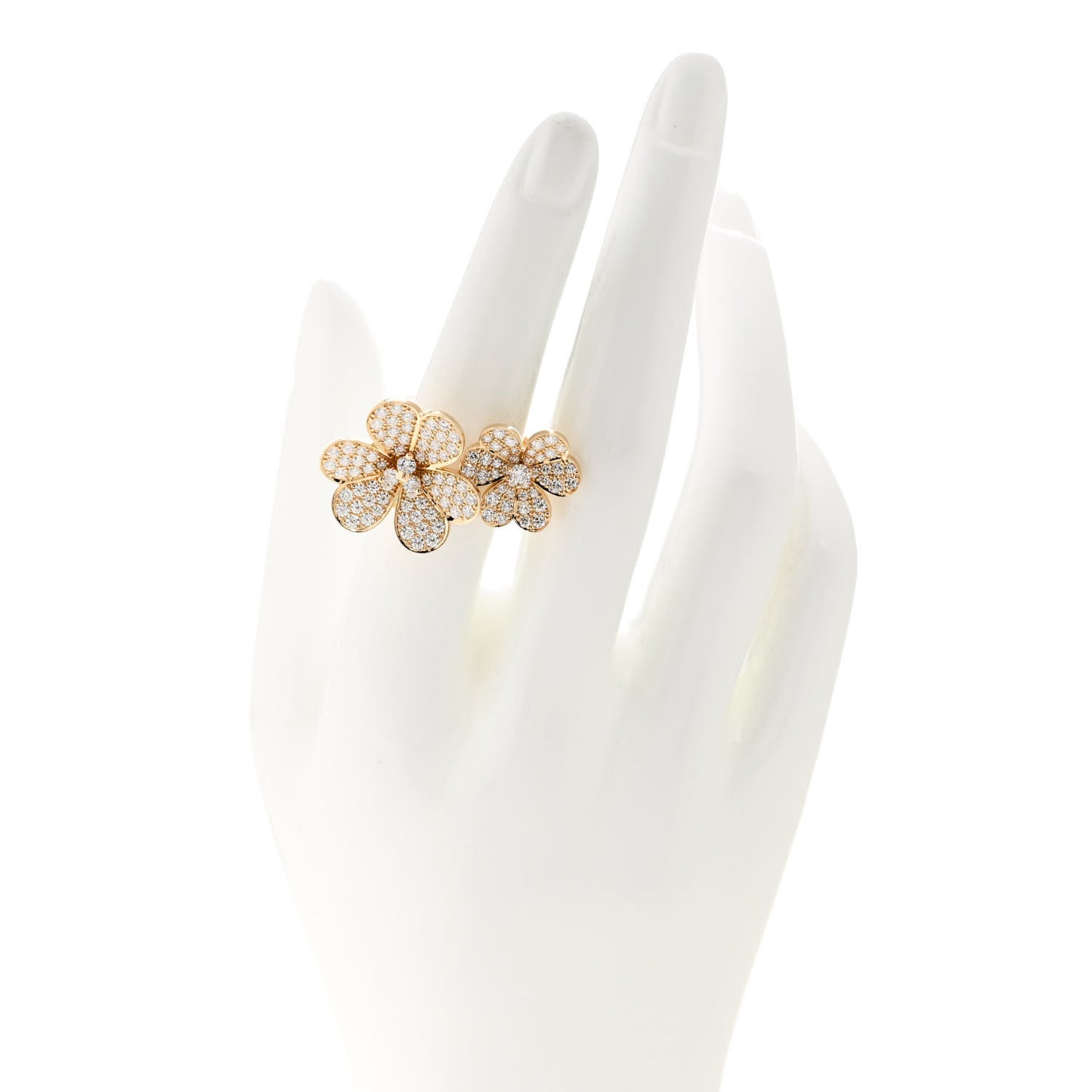 18K Yellow Gold Diamond Frivole Between The Finger Pave Ring 52 6