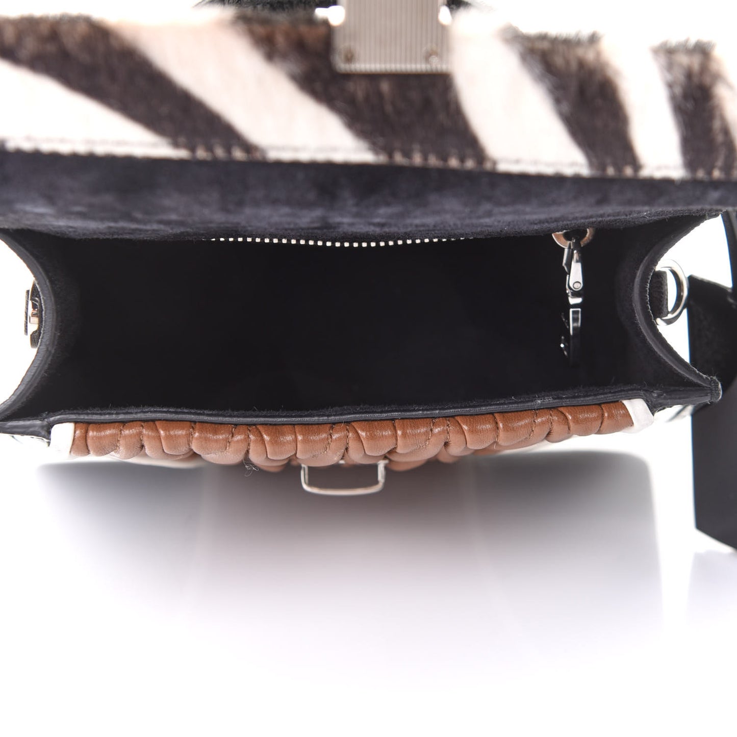 Cavallino Patch Pony Hair Shoulder Bag Bianco Cannella