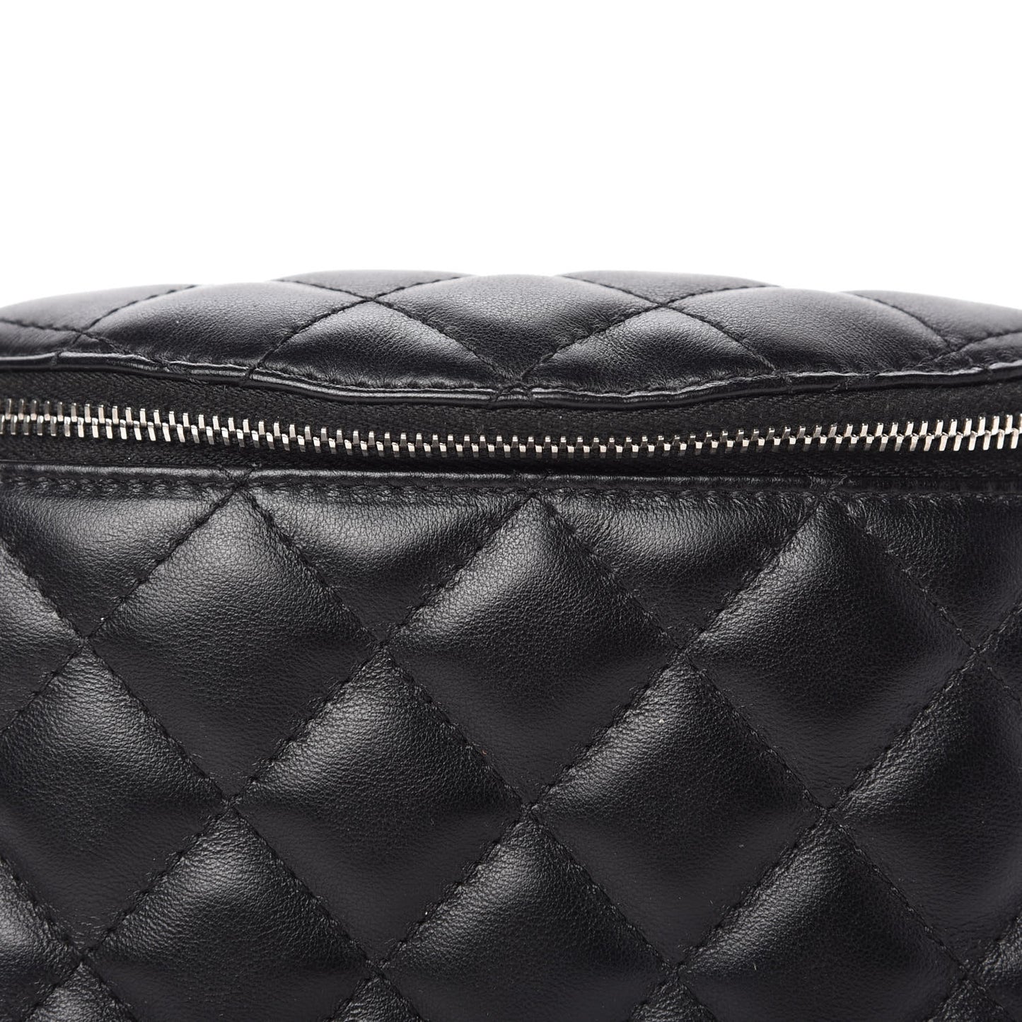 Grained Calfskin Quilted Waist Belt Bag Black