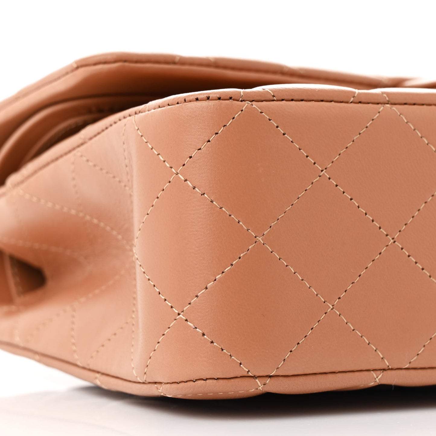 Lambskin Quilted Medium Double Flap Brown