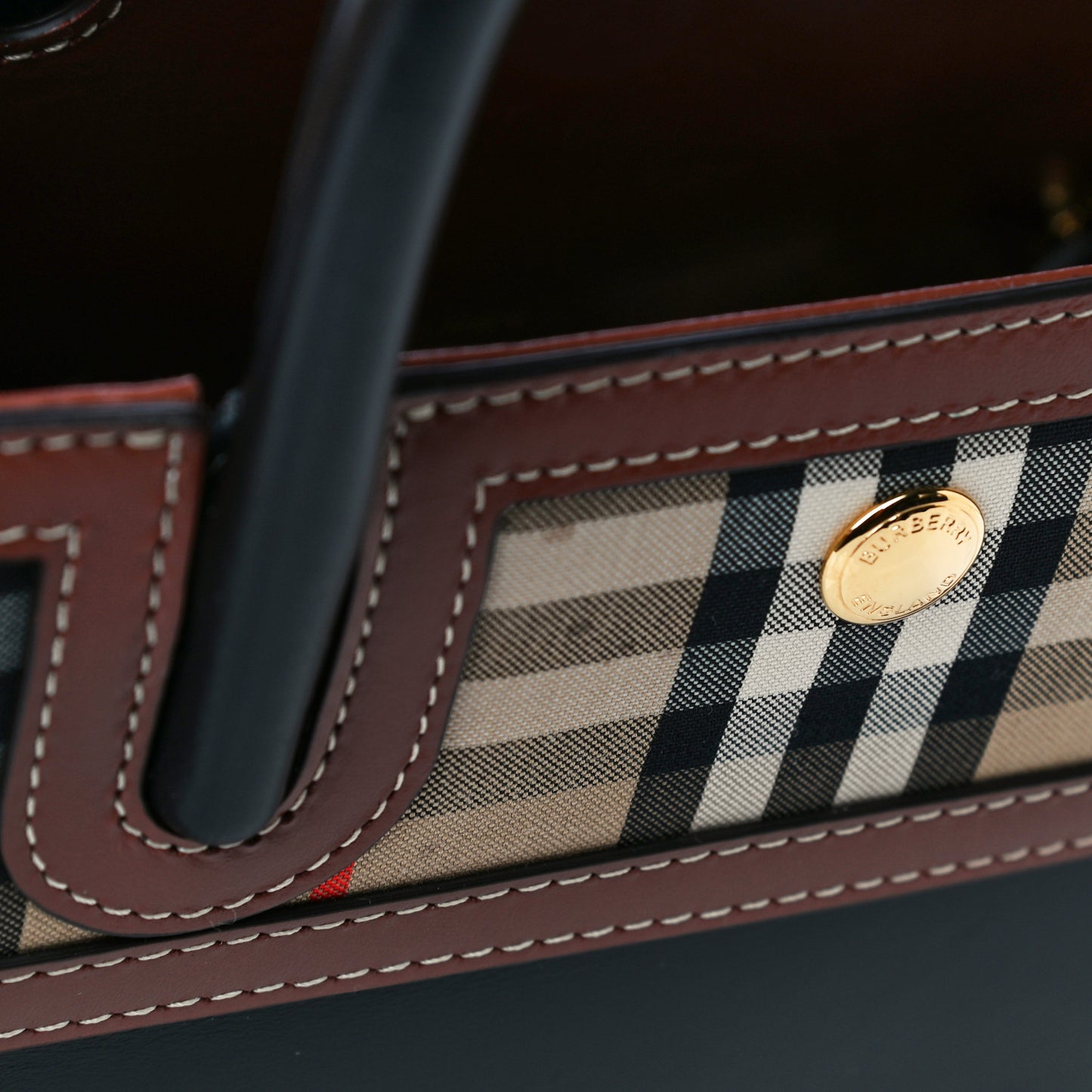 Calfskin Vintage Check Mini Two Handle Title Bag Black