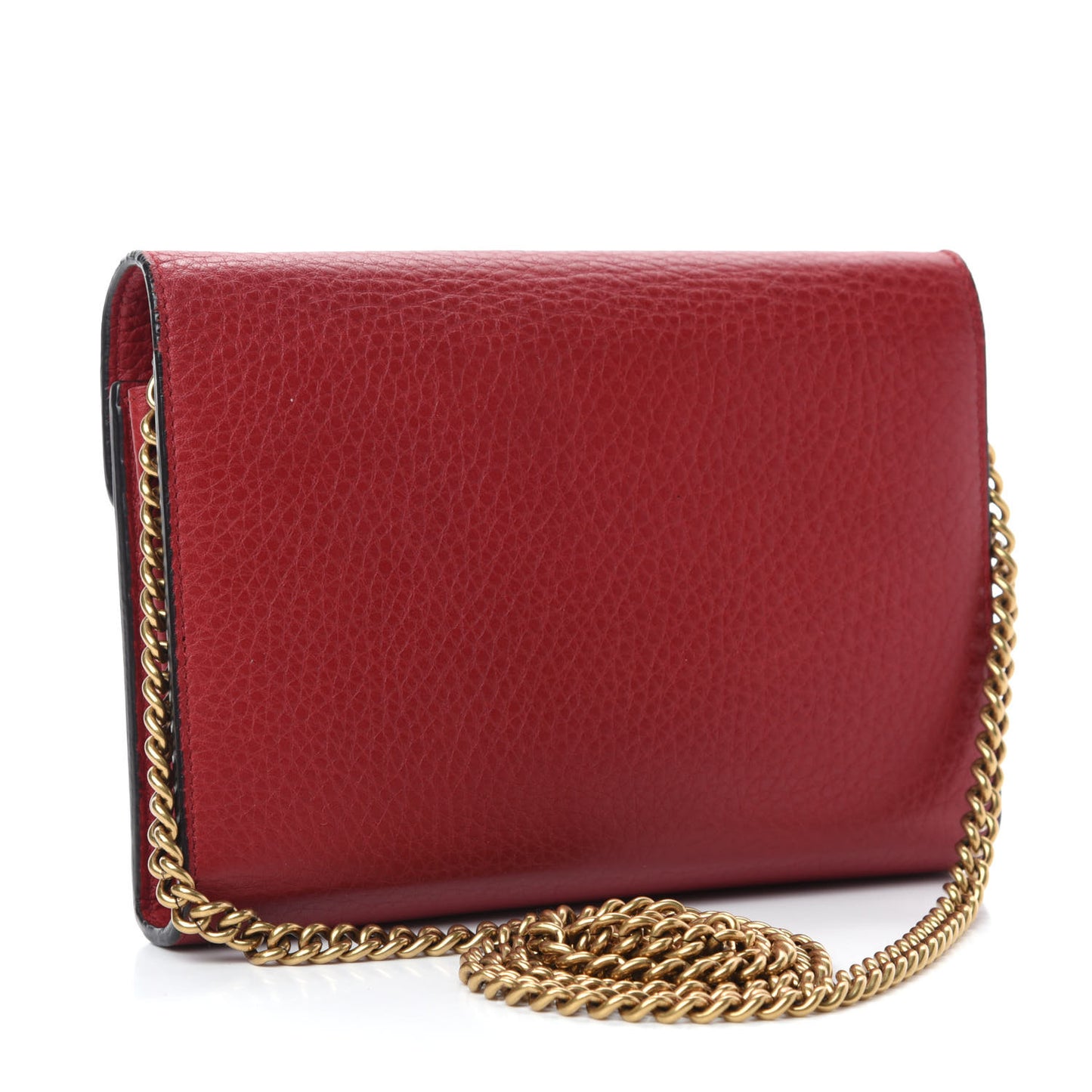 Calfskin GG Marmont Chain Wallet Vulcanic Red