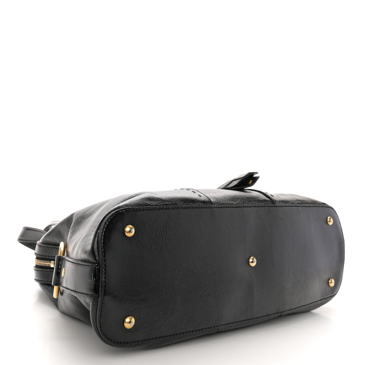Textured Patent Calfskin Large Muse Black