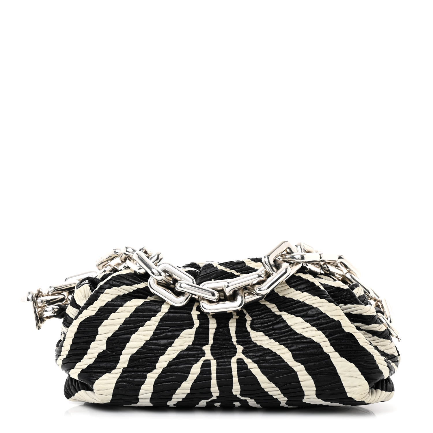 Bottega Veneta Nappa Zebra Print The Pouch Oversized Clutch White
