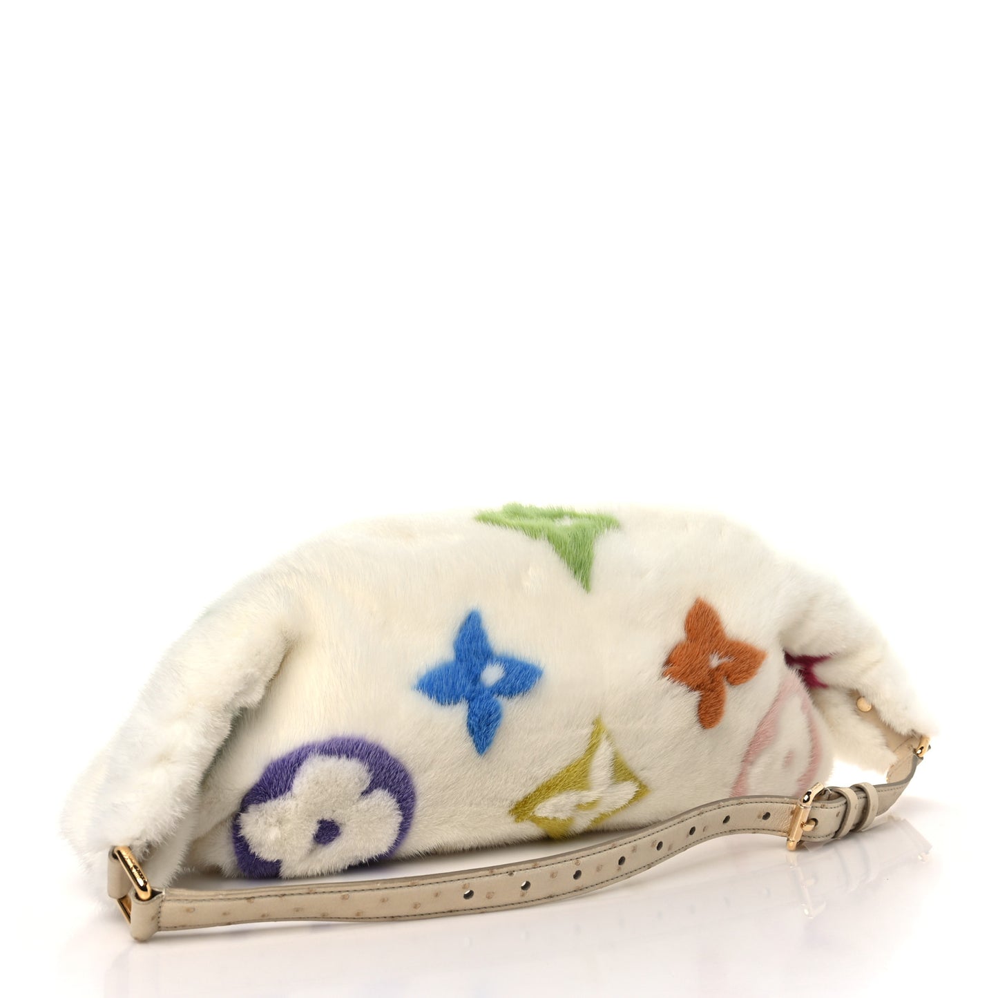 LV X TM Mink Ostrich Monogram Bum Bag White Multicolor