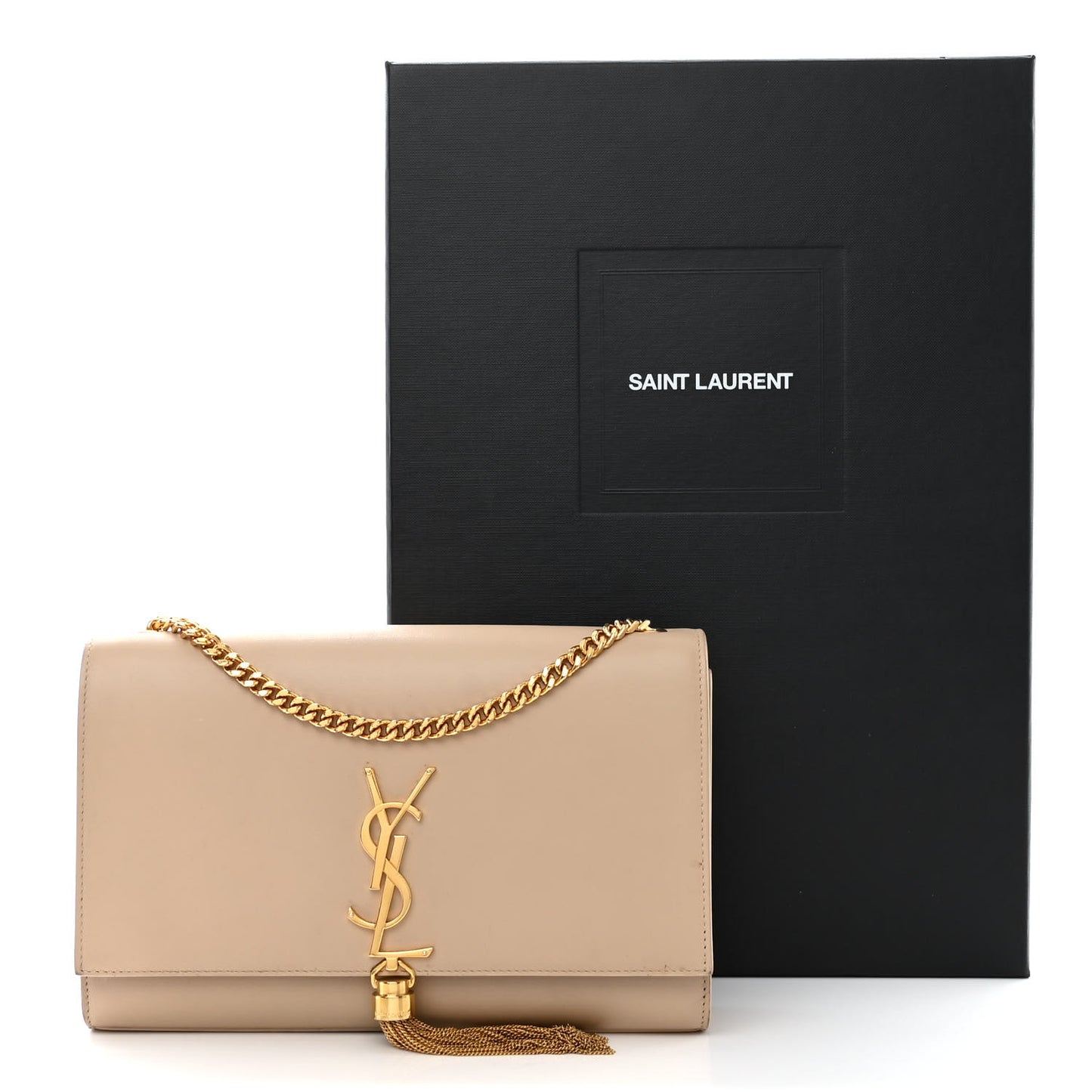 Smooth Calfskin Medium Classic Monogram Kate Tassel Satchel Nude Powder