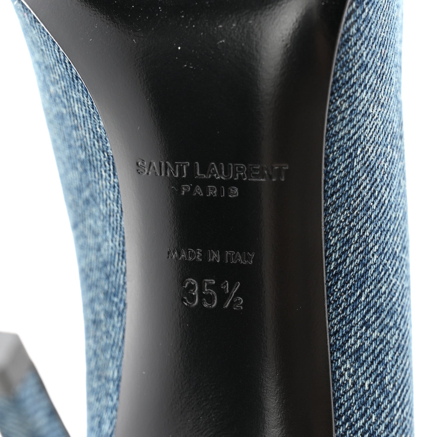Saint Laurent Denim Classic Paris Escarpin V 105 Skinny Pumps 35.5 Light Blue 7 of 9