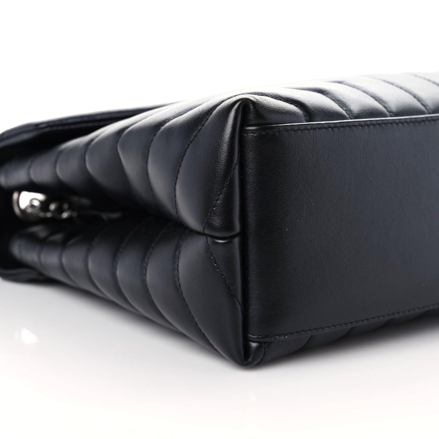 Calfskin Y Quilted Monogram Medium Loulou Chain Satchel Black