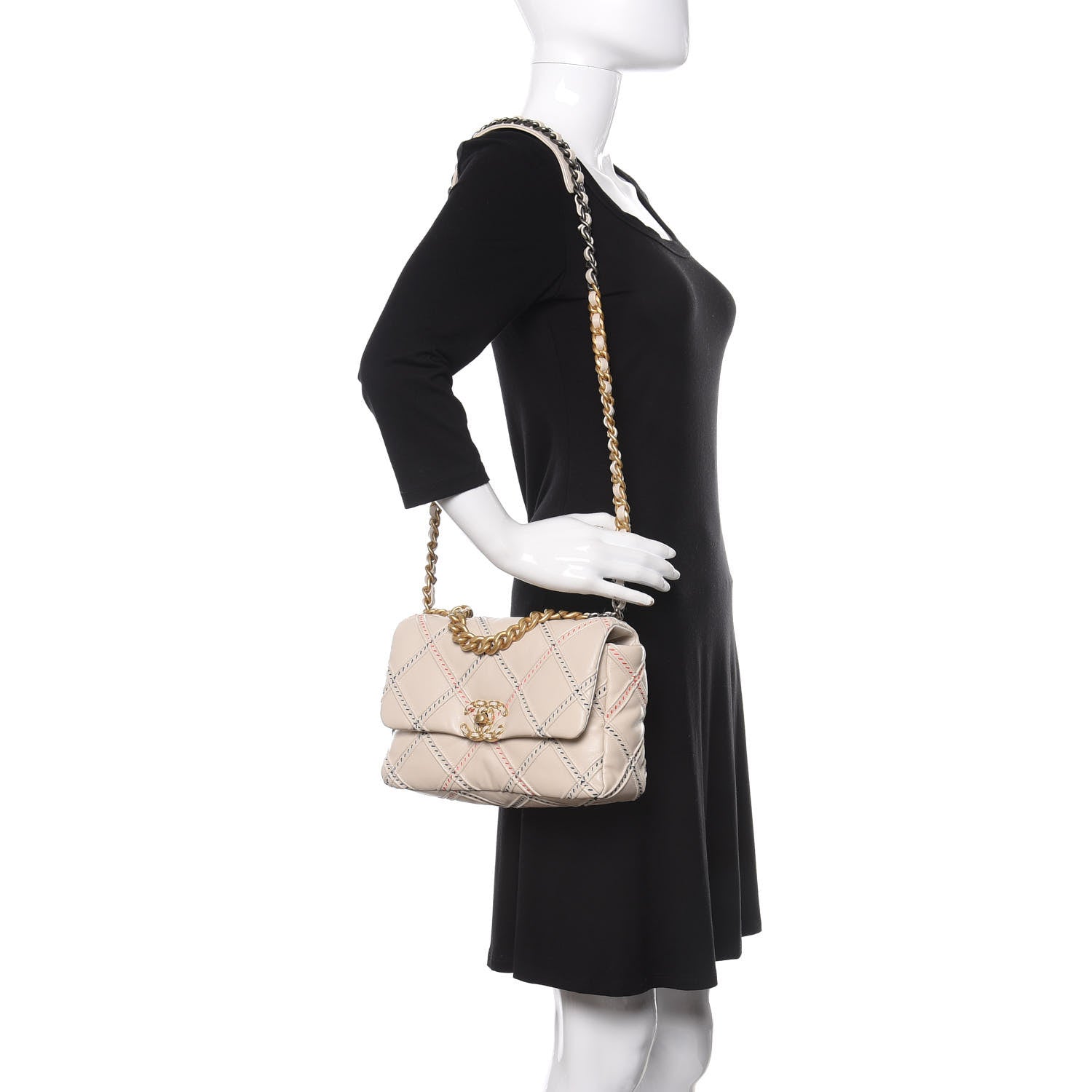 Chanel Lambskin Mixed Fibers Quilted Medium 19 Flap Beige 2 of 11