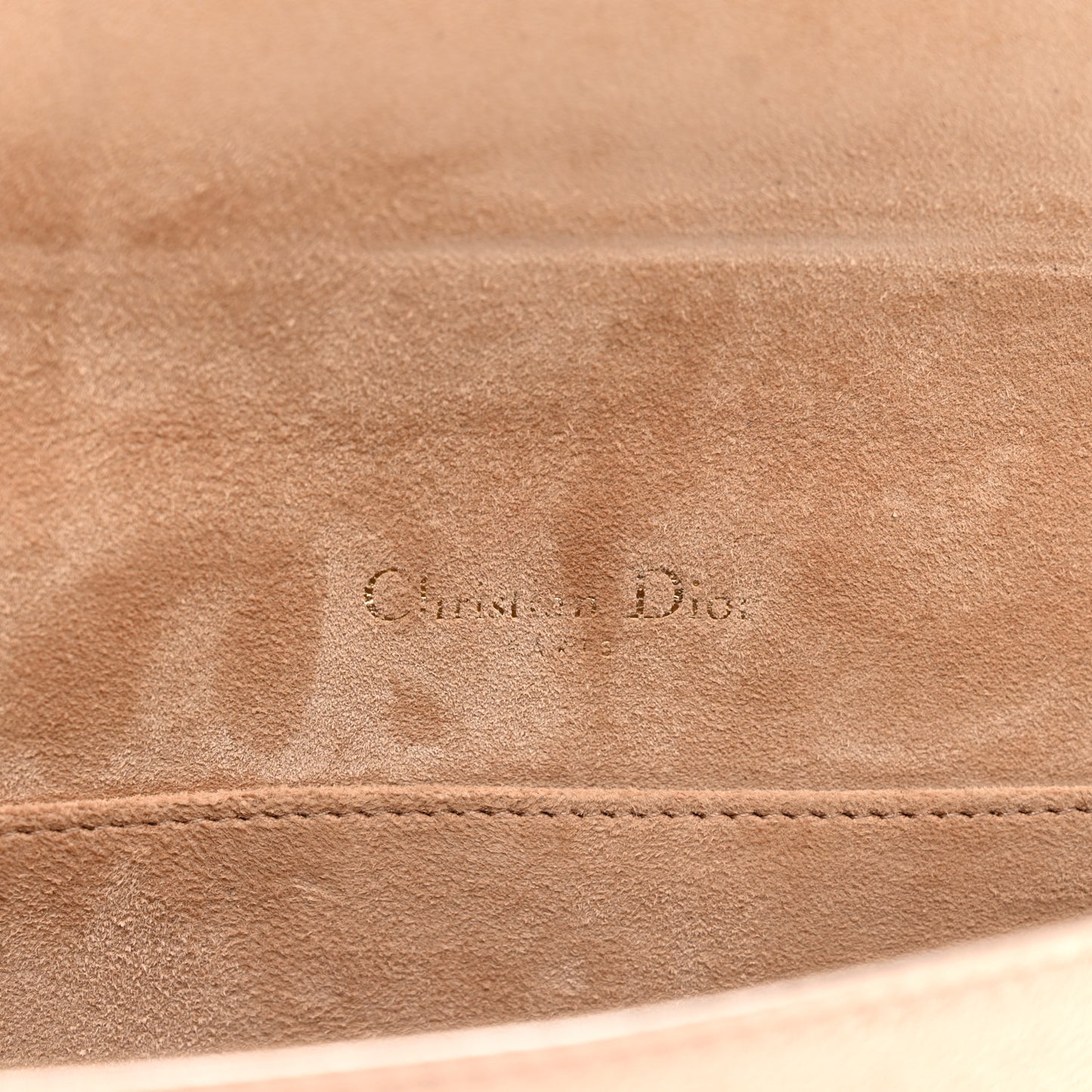 Metallic Lambskin Cannage Lady Dior Pouch Rose Gold