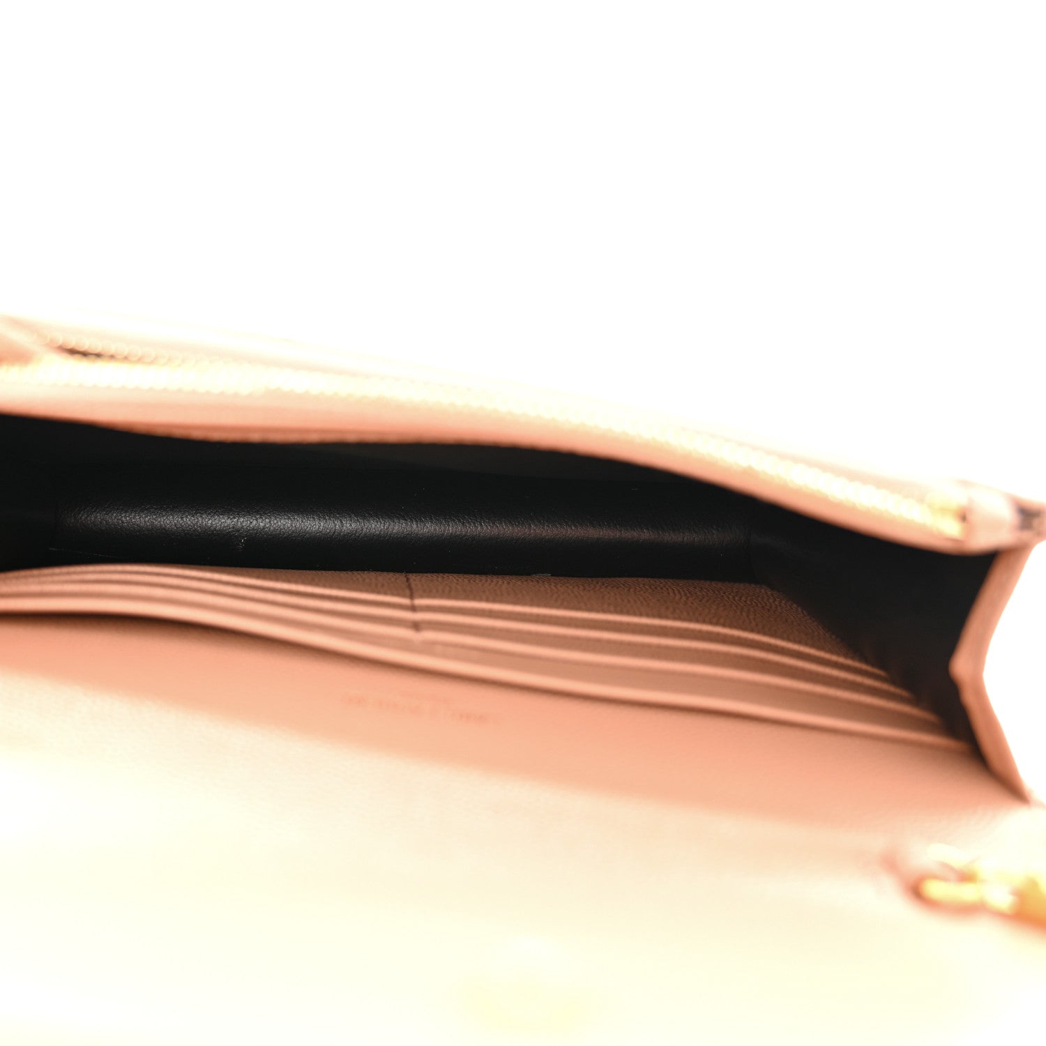 Saint Laurent Grain De Poudre Matelasse Chevron Monogram Envelope Chain Wallet Vintage Peach 4 of 9