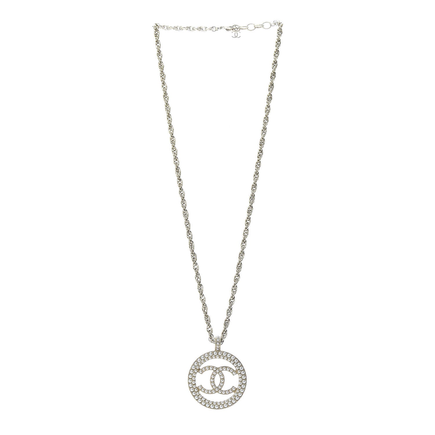 Chanel Pearl CC Round Pendant Necklace Gold 3 of 5