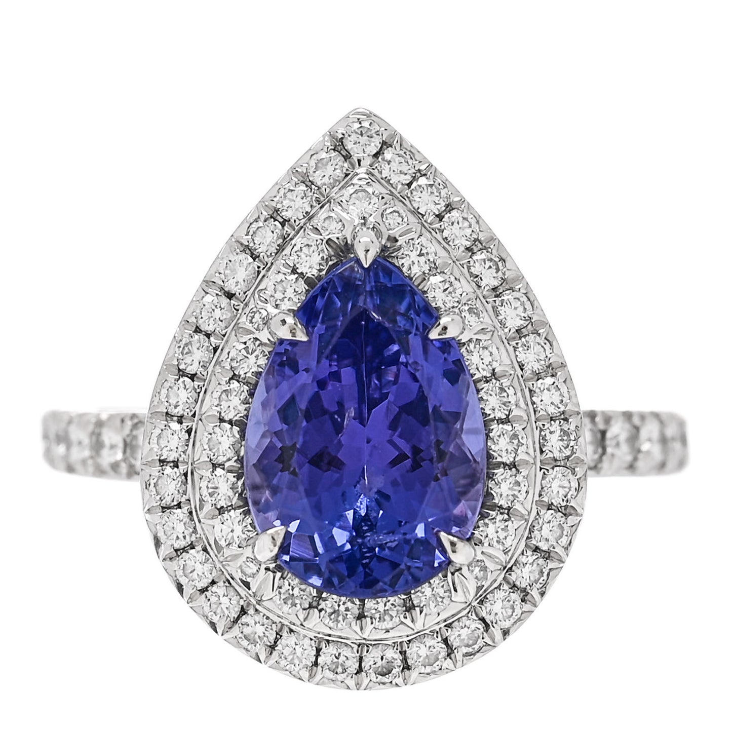 Platinum Diamond Tanzanite Soleste Pear Cut Ring 50 5.25