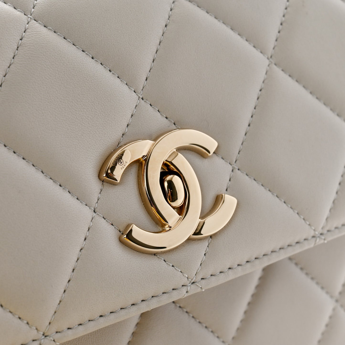 Lambskin Quilted Small Trendy CC Flap Dual Handle Bag Light Grey