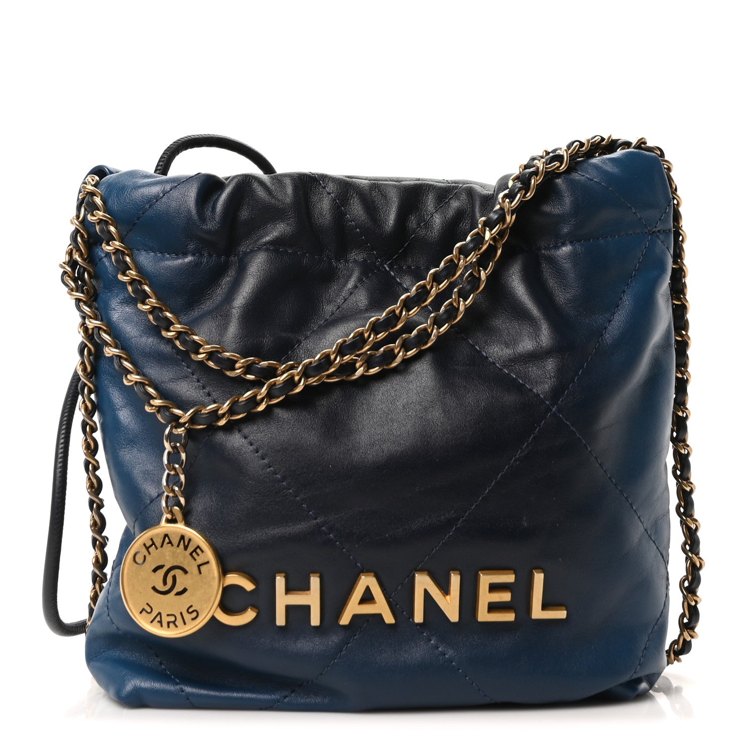 Chanel Shaded Calfskin Quilted Mini Chanel 22 Blue Dark Blue
