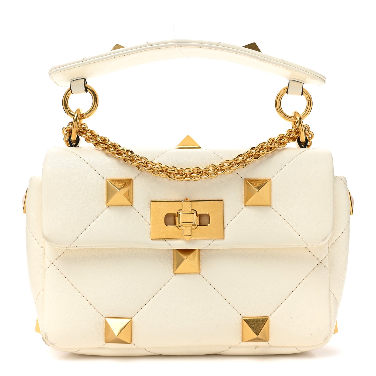Nappa Small Roman Stud Shoulder Bag White
