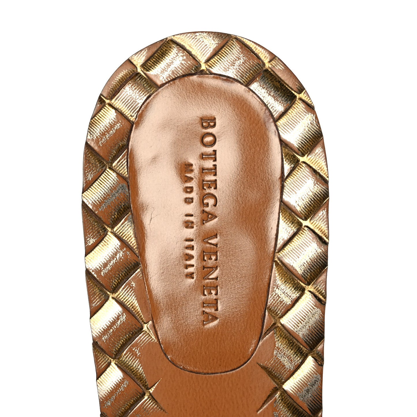 Metallic Nappa Intrecciato Slide Sandals 37 Blue Gold