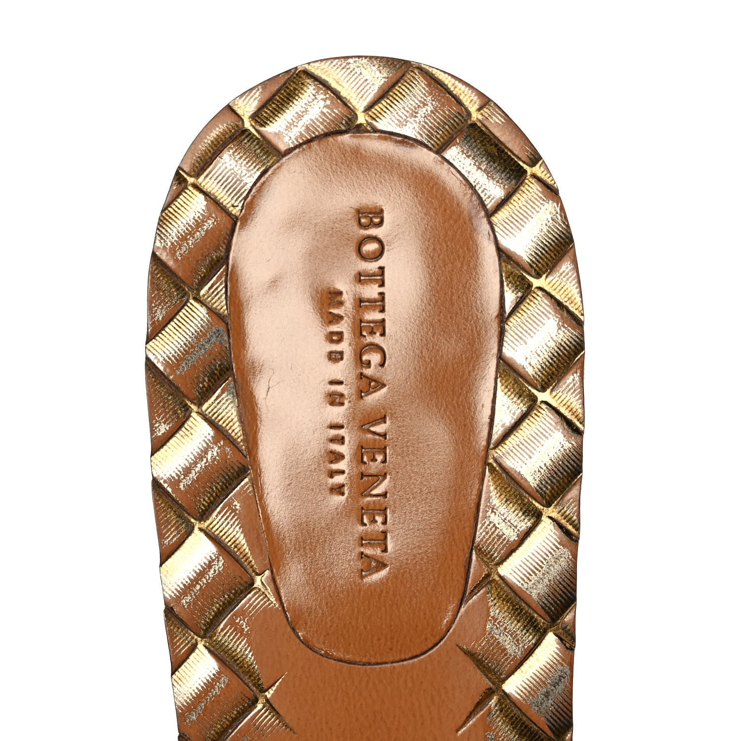 Bottega Veneta Metallic Nappa Intrecciato Slide Sandals 37 Blue Gold 7 of 7