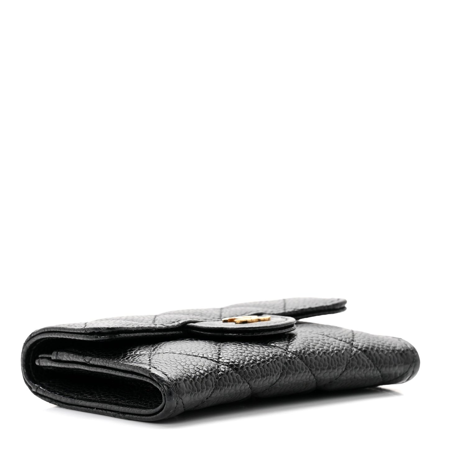 Caviar Quilted Flap Card Holder Black