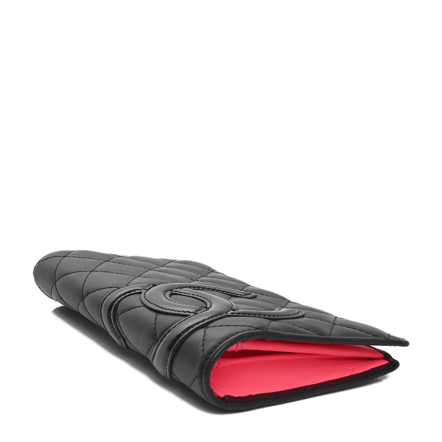 Calfskin Quilted Cambon Yen Wallet Black