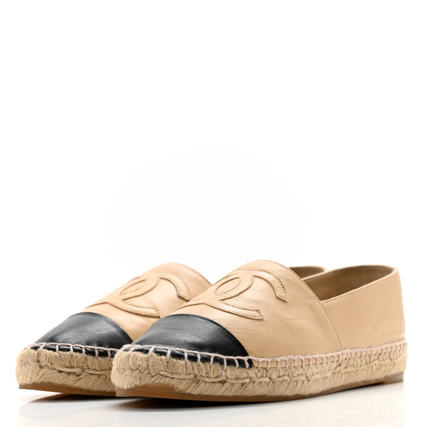Lambskin CC Espadrilles 38 Beige Black