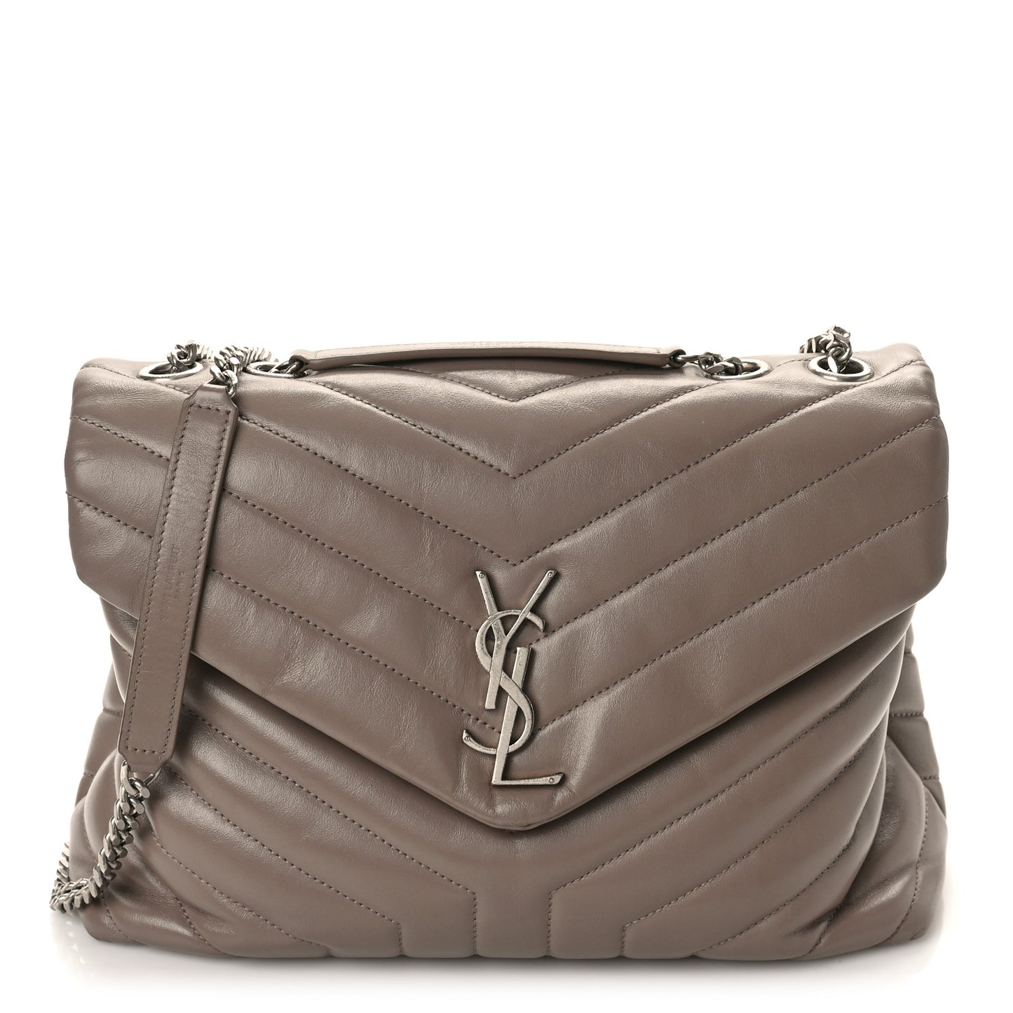 Calfskin Y Quilted Monogram Medium Loulou Chain Satchel Taupe