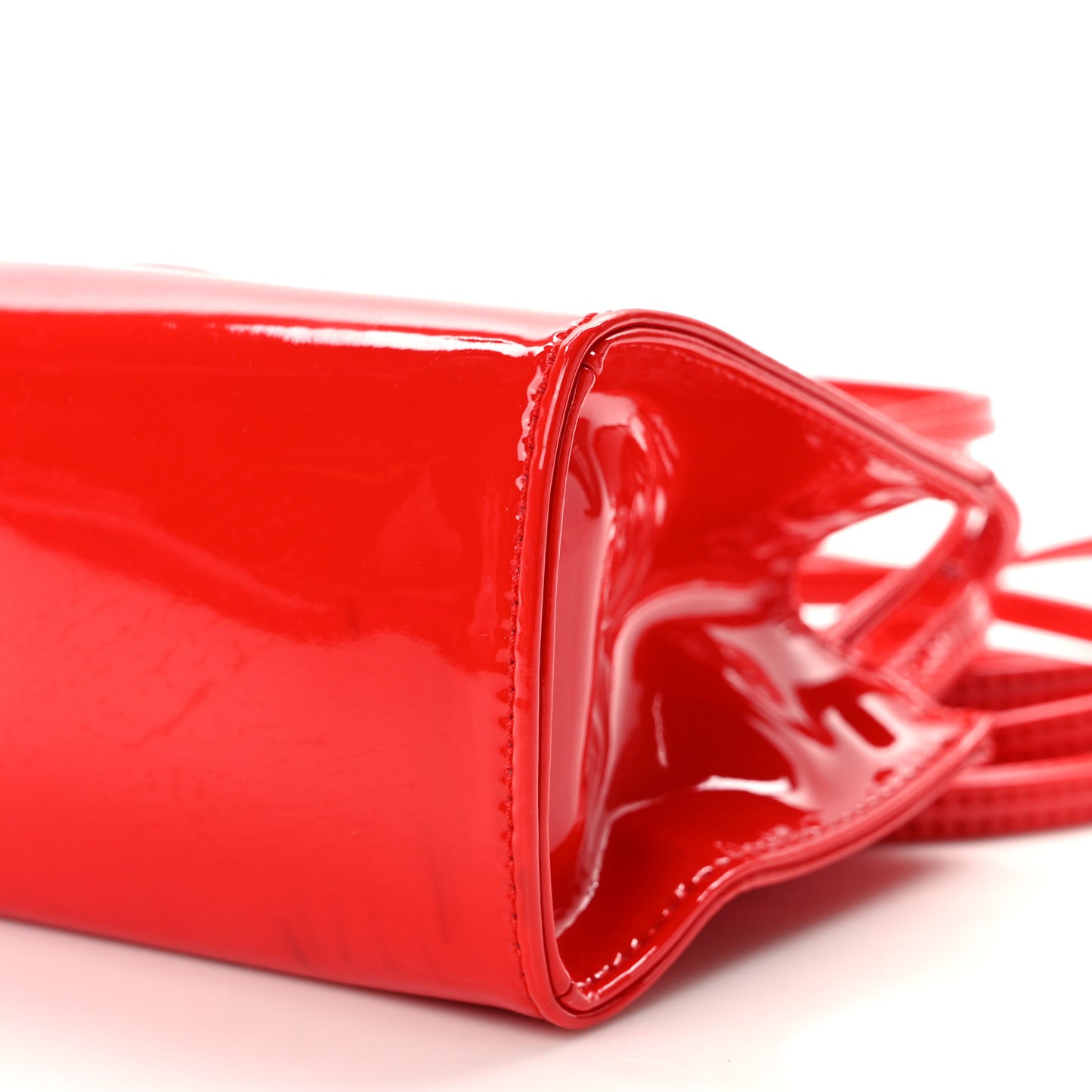 Patent Vegan Leather Small Shopping Bag Red
